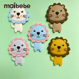 5pcs Silicone Teether Lion Cartoon Animal BPA Free Rodents Teething Necklace Food Grade Infant Chewable Toys Baby Teether