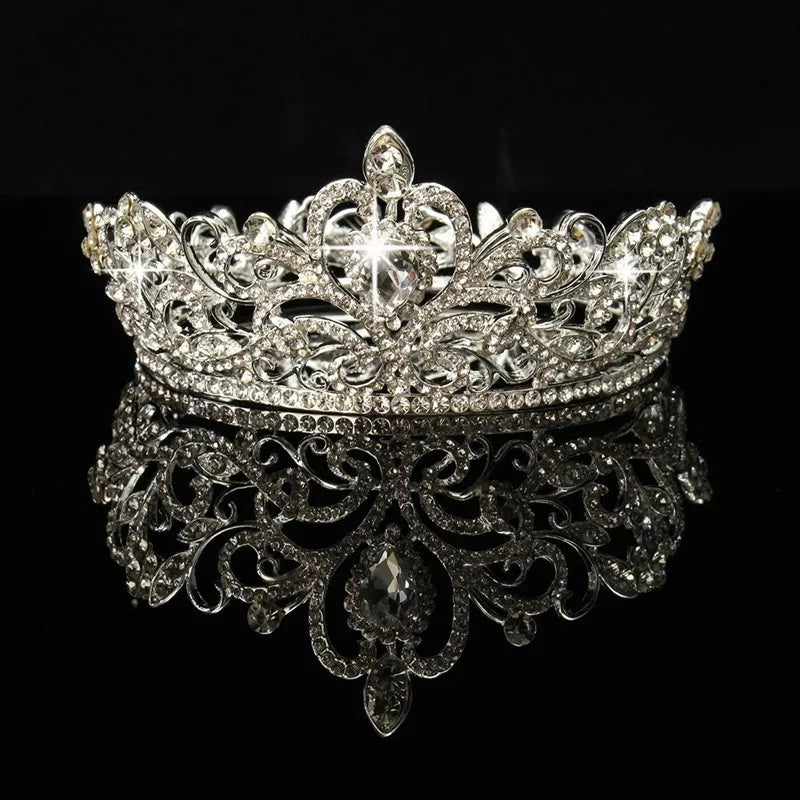 Wedding Crown Gold Silver Color Rhinestone Crystal Diadem Queen Crown Princess Tiaras Bridal Hair Jewelry Party Hair Accessories