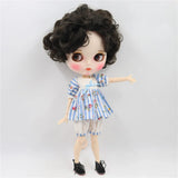 ICY DBS Blyth doll 1/6 toy white skin joint body bjd black hair matte face with eyebrow custom doll 30cm