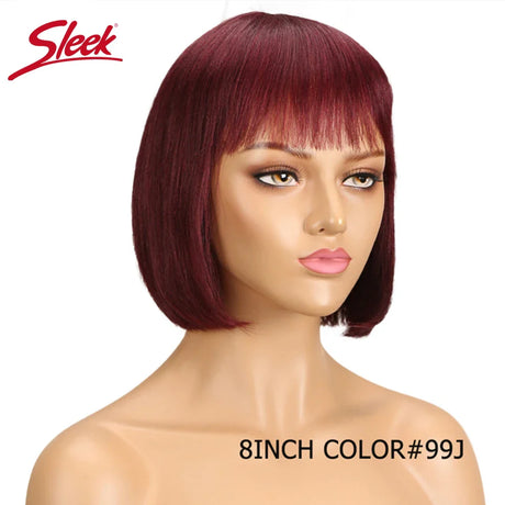 Sleek Short Bob Wigs With Bang Brazilian Straight Hair Wigs For Women Brown P4/30# Glueless Machine Made Cheap Human Hair Wigs