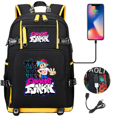 Friday Night Funkin Backpacks For School Multifunction USB Charging Bag Boy Girl Teenager School Bags Travel Laptop Mochila