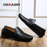 DEKABR Big Size 38~49 Men Loafers Real Leather Shoes Fashion Men Boat Shoes Brand Men Casual Leather Shoes Male Flat Shoes