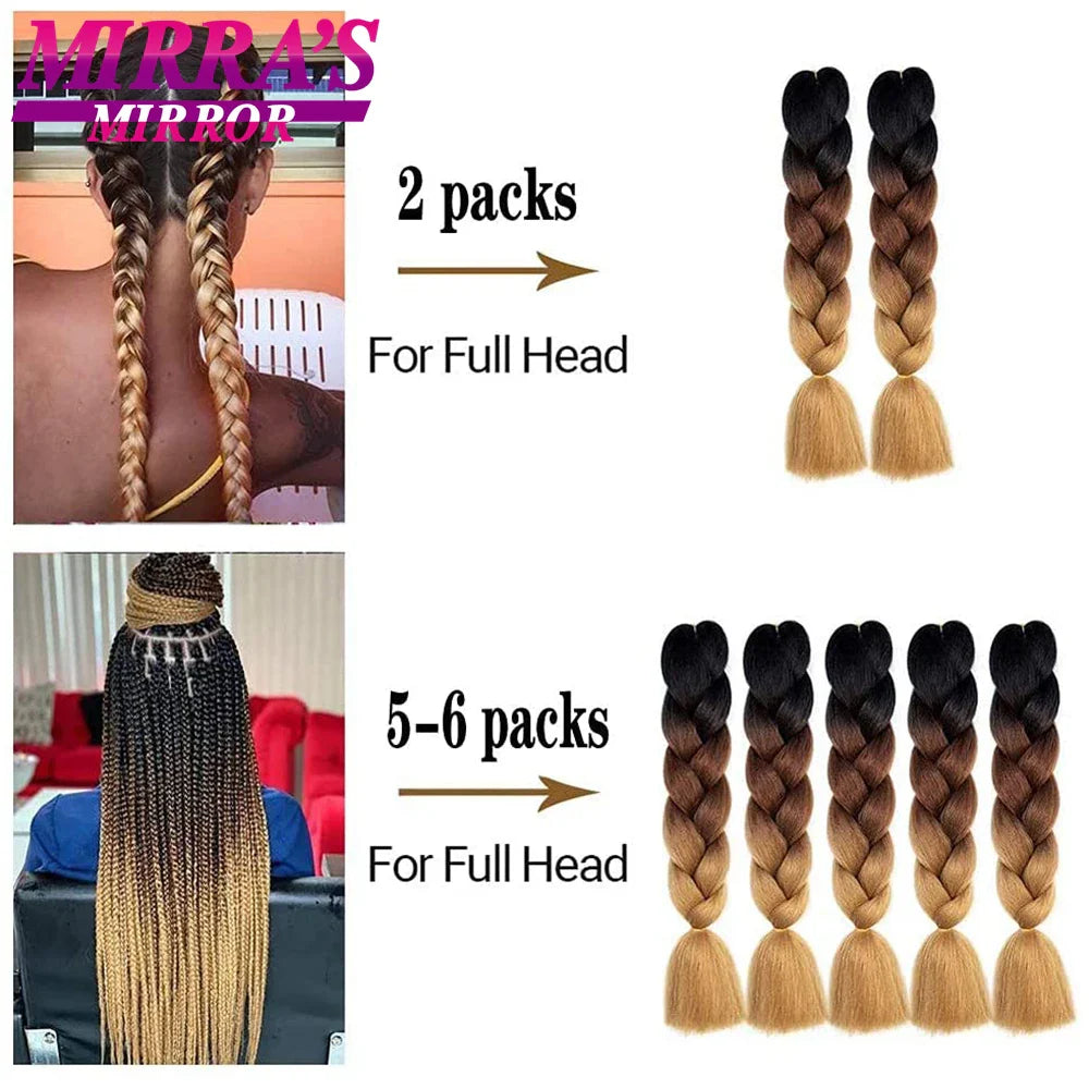 6 Bundles Jumbo Braiding Hair Extensions 24 Inch Synthetic Hair Braids for DIY Box Twist Crochet Hair Wholesale Drop Shipping