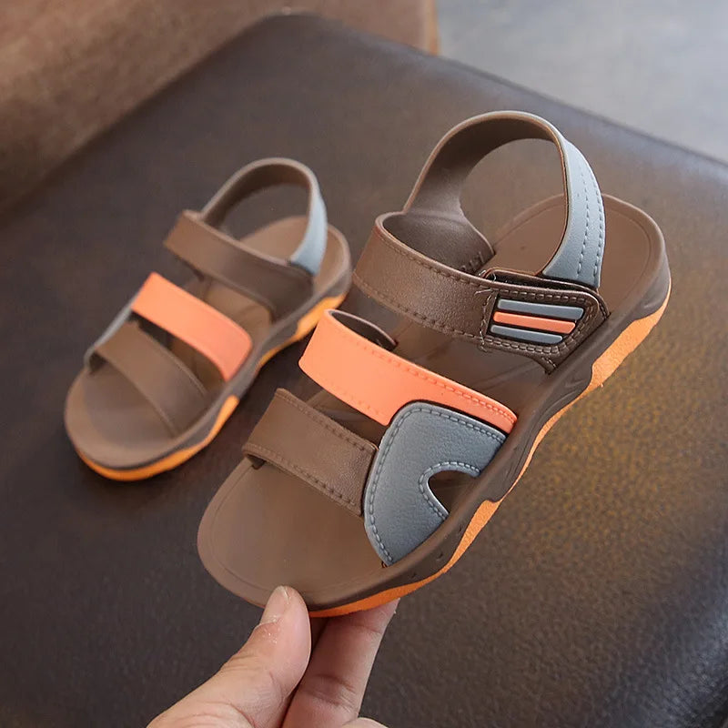 2019 New Summer Children Sandals for Boys Flat Beach Shoes Kids Sports Casual Student Leather Sandals Soft Non-slip Fashion Wild