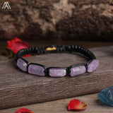 Natural Black Tourmaline Nugget Beads Knotted Handmade Woven Bracelet Women Stone Beads Braid Bracelet Adjustable N0456AMI