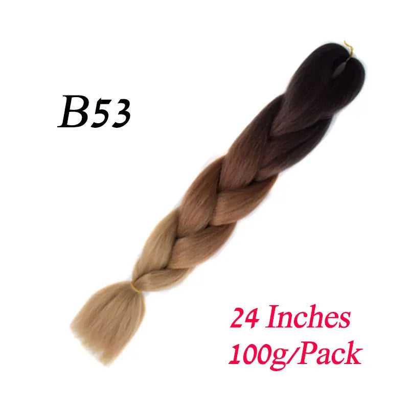 Synthetic Jumbo Braiding Hair Extension 24 " Heat Resistant Fiber In Bulk Ombre Synthetic Jumbo Braids Hair For Red Black Women