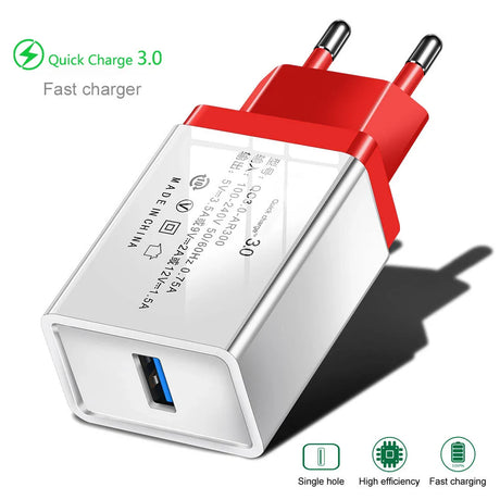 QC 3.0 USB Charger Quick charge 3.0 for iphone Samsung Xiaomi Huawei EU Adapter Charging Mobile Phone Charger Micro USB C Cable