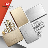 THREE SEVEN/777 Manicure Set Pedicure Kit Nail Clippers Fingernail Cutters Toenail Scissors Travel Grooming Case 7in1