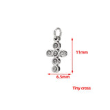 5pcs Stainless Steel Mini Cross Charms Cubic Zirconia Inlayed Tiny Cross for Earring Bracelet Making