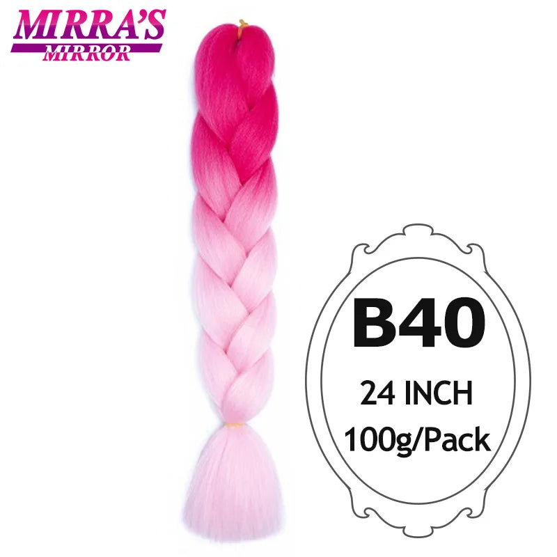 Jumbo Braiding Hair Extensions 24inch Ombre Hair For Braids 5Pcs Box Braid Yaki Texture Synthetic Fiber Fake Hair Mirra’s Mirror