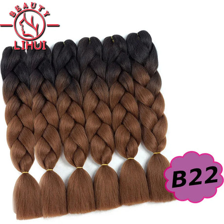 Synthetic Ombre Hair Jumbo Crochet Braiding Hair For Women Blonde Golden Green Brown Colorful Hair 6packs 24Inch 100G Wholesale