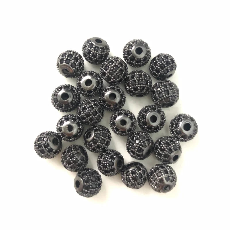 20pcs 6mm Cubic Zirconia Paved Brass Ball Spacer Bead for Women Bracelet Making Men Jewelry Design DIY Waist Accessory Wholesale