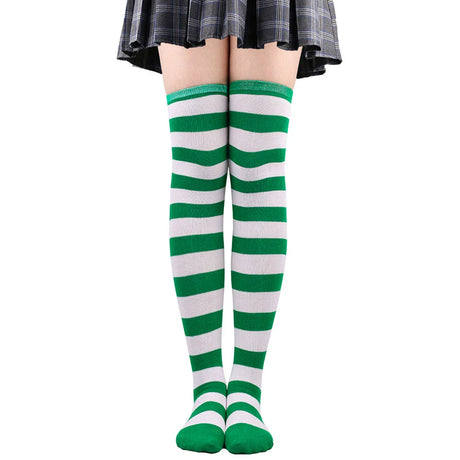 Women's Thigh High Over The Knee Socks For Girls Black White Striped Stockings Long Slouch Socken Kawaii Knit Leg Warmers Soks