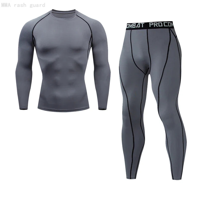 Winter Men's Long Underwear Set Warm Long T-Shirt Compression Shirt Leggings 2 Pieces Sportswear Base Layer Thermal underwear