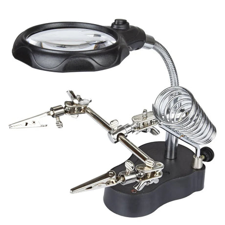 Welding Magnifying Glass LED Light  Auxiliary Clip loupe  Magnifier 3 In1 Hand Soldering Solder Iron Stand Holder Station