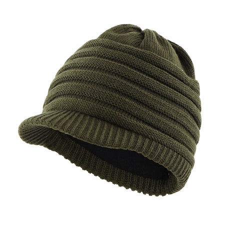 Connectyle Men's New Style Winter Hat with Visor Acrylic Soft Fleece Lined Cable Knitted Beanie Male Newsboy Daily Warm Cap