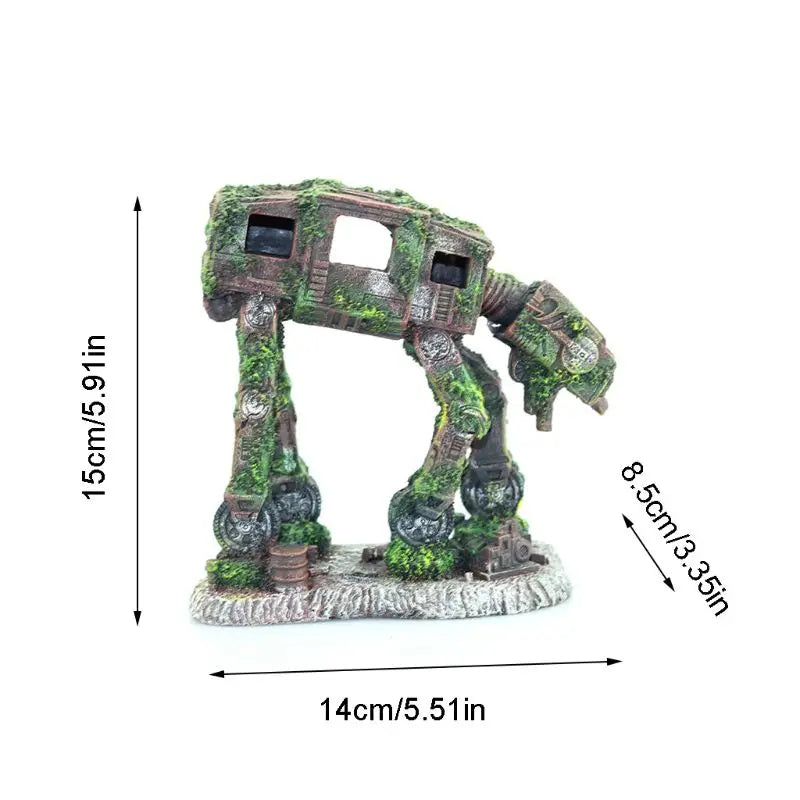 Autobot Robot Dog Shape Aquarium Landscape Decorations Simulation Fish Tank Ornaments Resin Crafts Eco-friendly Pet