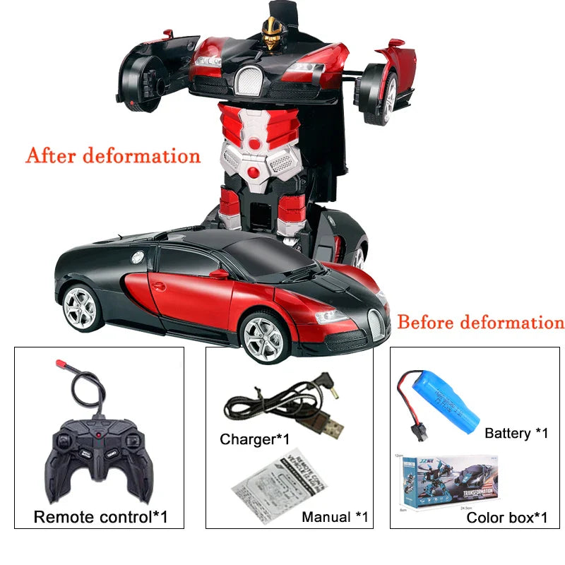 2IN1 Electric RC Car Transformation Robots One-key Deformation Car Outdoor Remote Control Sports Car Model  Children Boys Toys