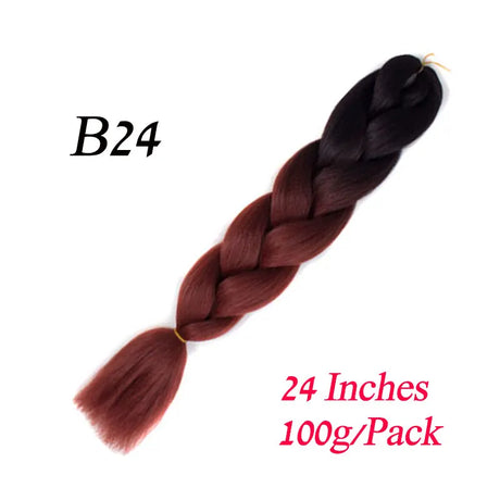 Synthetic Jumbo Braiding Hair Extension 24 " Heat Resistant Fiber In Bulk Ombre Synthetic Jumbo Braids Hair For Red Black Women