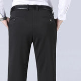 Thick Straight Work Trousers Men Pants Office Formal Black Plus Size Blue Elastic Business Stretch Big 44 48 50 52 Male Wearing