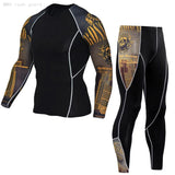 Winter Men's Long Underwear Set Warm Long T-Shirt Compression Shirt Leggings 2 Pieces Sportswear Base Layer Thermal underwear