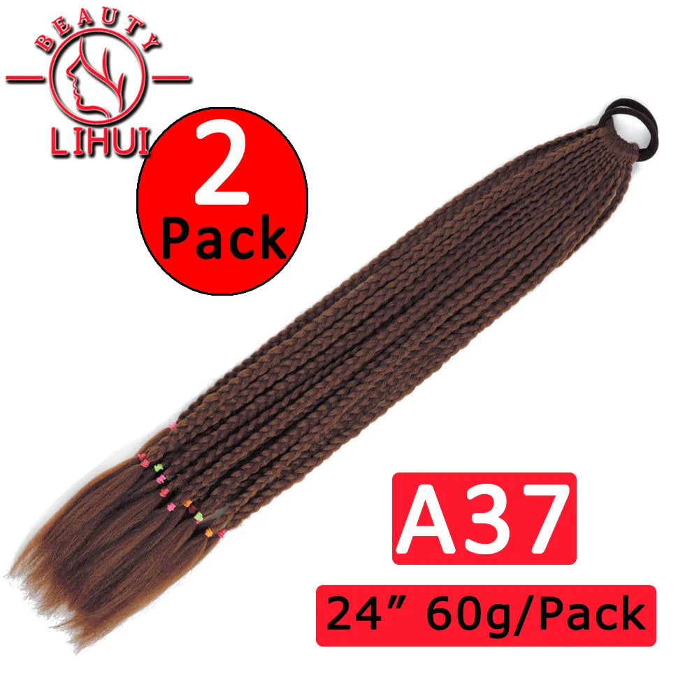 24Inch Synthetic Pontail Tail Hair Ombre Braiding Hair Jumbo Braid Same Color Crochet Hook Braids Hair Extension 2Packs