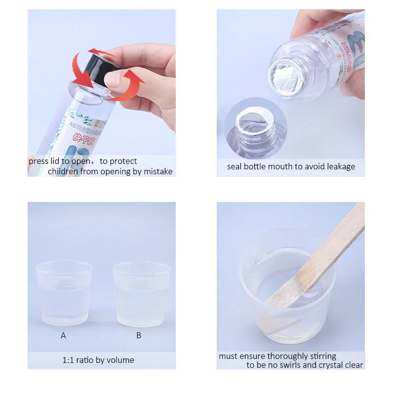 1:1 Clear Epoxy Resin Crystal Clear Art Resin Epoxy 2 Part Epoxy Casting Resin Kit with Measuring Cups, Stick, Silicone Gloves