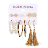 LATS Women's Earrings Set Tassel Pearl Earrings for Women Bohemian Fashion Jewelry 2020 Geometric Kolczyki Hoop Earings