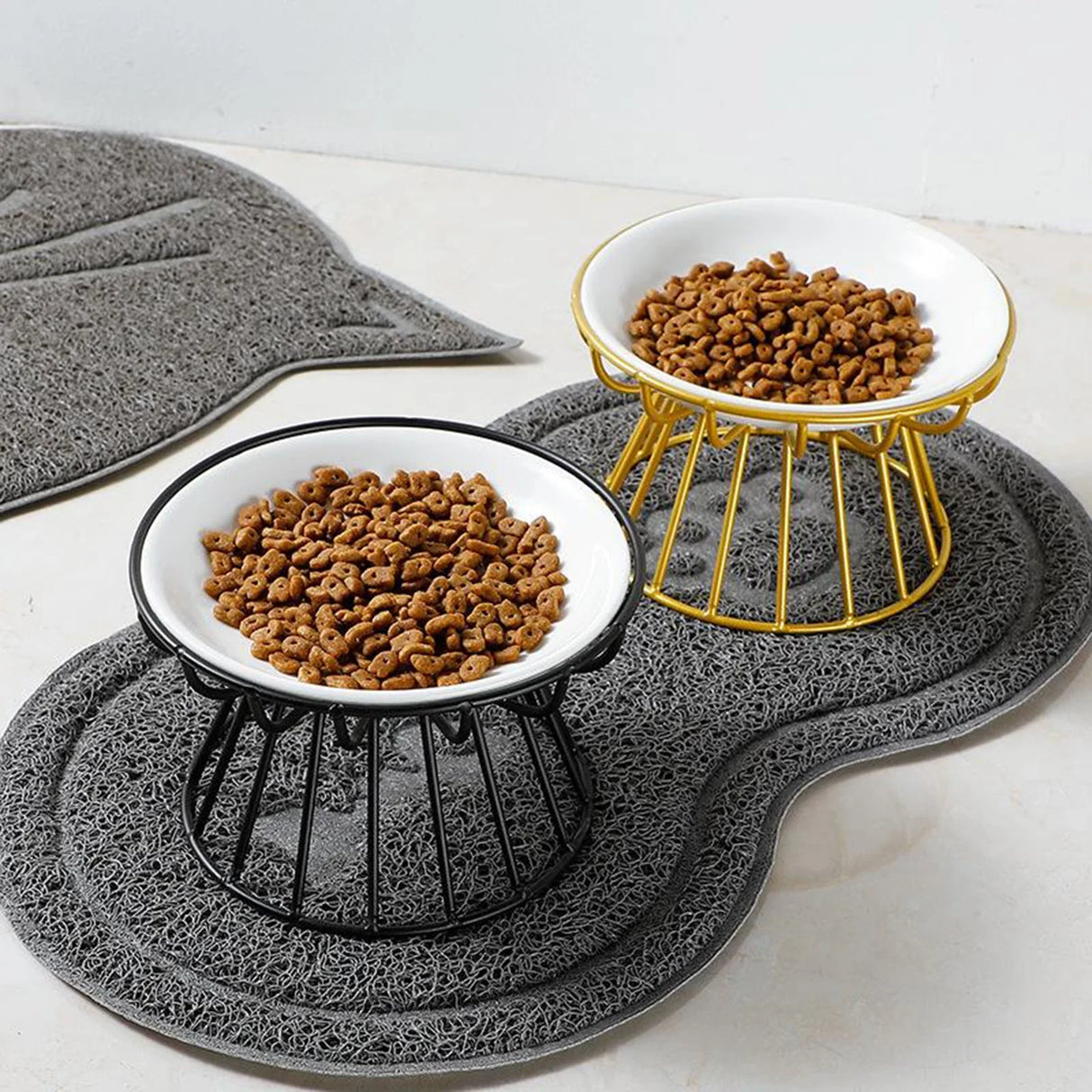 Ceramic Raised Pet Bowl Food Water Treats for Cats & Dogs Supplies Outdoor Feeding Drinking Accessories Doggie Cat Stand Bowl