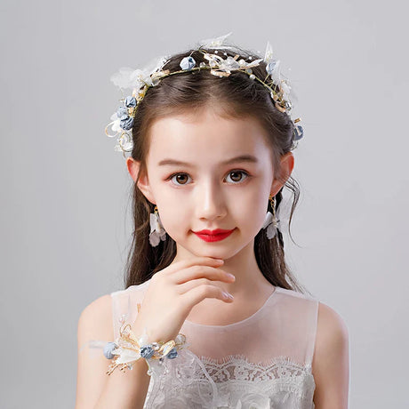 New Silver Color Gold Handmade Headbands Pearls Crystal Tiara Chlidren Hairbands Wedding Hair Accessories Veil Women Girls Kid