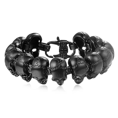 European And American Punk Style Titanium Steel 12 Skulls Super Domineering Men&#39;s Stainless Steel Bracelet Jewelry