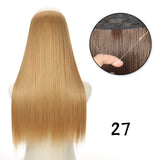 Hair Extensions No Clips Synthetic Fake Hair Ombre Pink Blonde Brown Black Natural Wavy Curly False Hair Piece For Woman