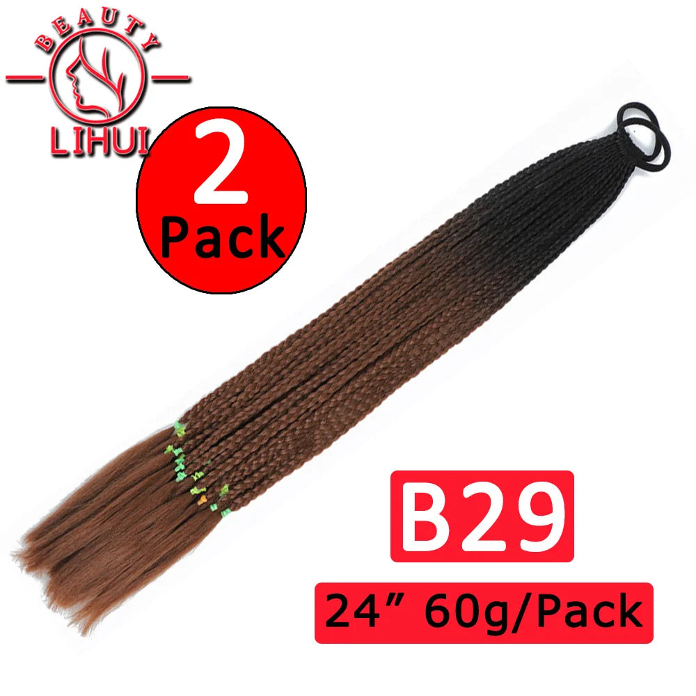 24Inch Synthetic Pontail Tail Hair Ombre Braiding Hair Jumbo Braid Same Color Crochet Hook Braids Hair Extension 2Packs