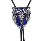 Big cow head western cowboy Tang grass pattern bolo tie leather fashion pendant men and women bolo tie tie rope tide