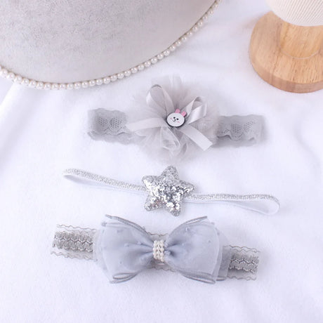 3pcs/lot Newborn Headwear Baby Girl Flower Headbands Lace Hair Bands Party Headband Turban Infant Newborn Hair Accessories