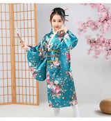 Children Kimono Traditional Japanese Style Peacock Yukata Dress for Girl Kid Cosplay Japan Haori Costume Asian Clothes