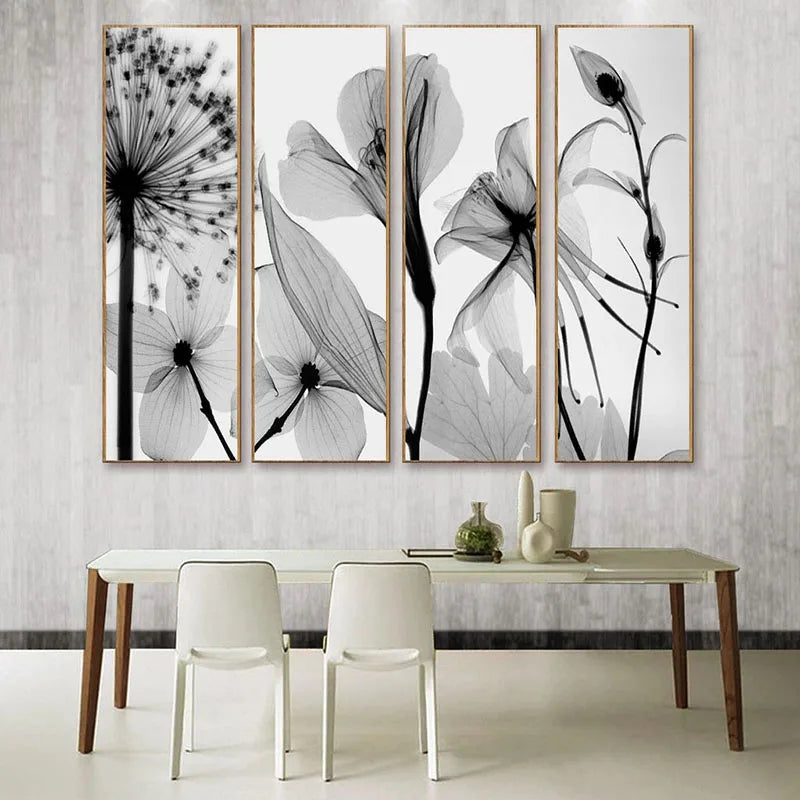 Modern Hand Painted Black And White Dandelion Flowers Mural Wallpaper 3D Abstract Art Wall Painting Living Room Papel De Parede