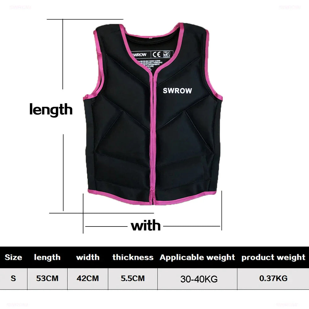 SWROW Life Jacket Fishing Vest Water Sports Kayaking Swimming Surf Drifting Adult Life Jacket Neoprene Safety Vest Rescue Boats