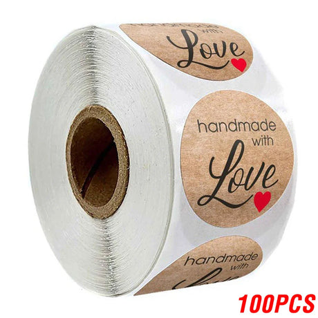 100-500pcs Vintage Kraft Paper Stickers Scrapbook Gift Stationery Label Stickers Handmade With Love Thank You For The Stickers