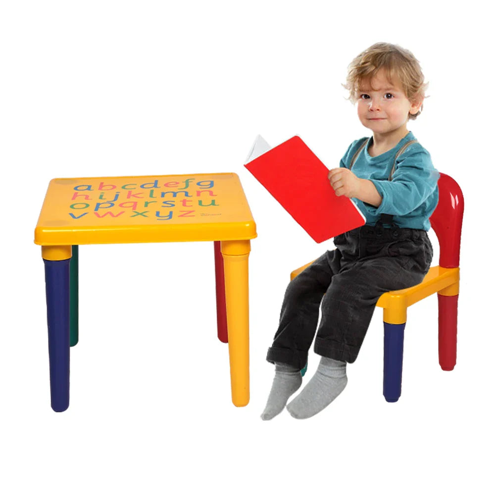 Children Letter Table Chair Set,Kids Table and 1 Chair Set, Alphabet Design, Learn The Letters While Playing, Gift for Toddler B