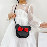 Baby Girl Cartoon Crossbody Bag, Cute Mouse Ear Bowknot Magnetic Snap Shoulder Bag