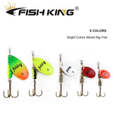 FISH KING Metal Fishing Lure Spinner Baits 3.9g 4.6g 7.4g 10.8g 15g Rotating Spoon Lures Spinners With Treble Hooks Pike Baits