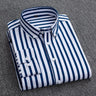 Mens Dress Shirts Striped Long Sleeve Spring Autumn Smart Casual Business Non-Ironing Slim Fit Formal Men's Shirt Blue White