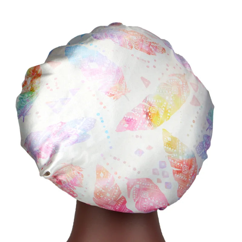 Wide Dome Satin Bonnet For Women Silky Head Wrap Bonnet Sleep Nightcap Satin Cheveux Nuit Hair-Waving Cap Girls Hair Accessories