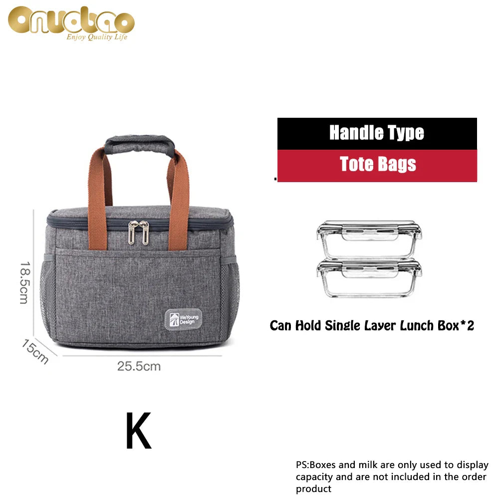 Thermal Lunch Bag for Men&Women Gray Oxford Cloth Aluminum Foil Insulation Shoulder Bag Waterproof Picnic cooler Bag