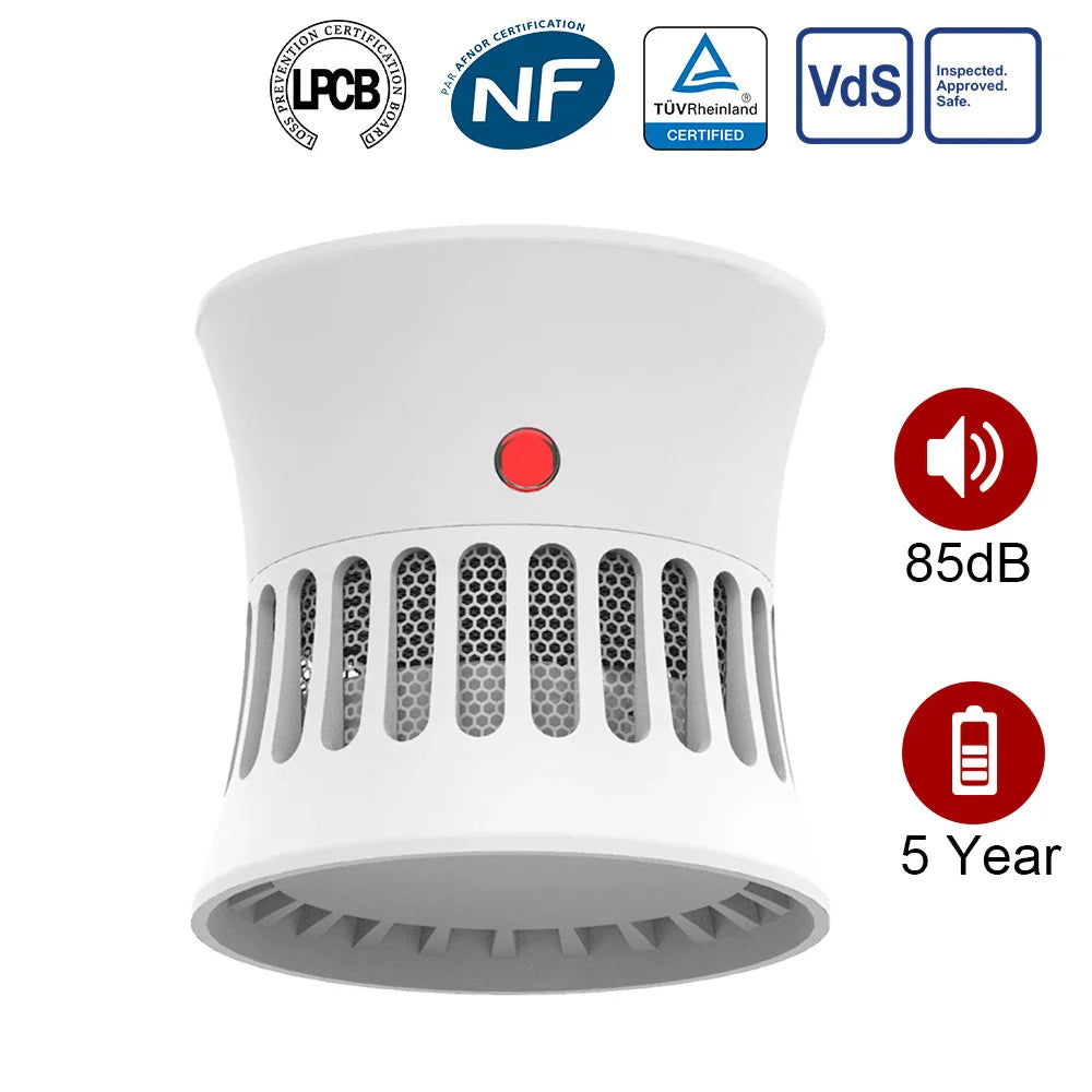 CPVAN Smoke Detector Fire Alarm Home Security System 5 Years Battery CE Certifed EN14604  85dB Smoke Sensor Fire Protection