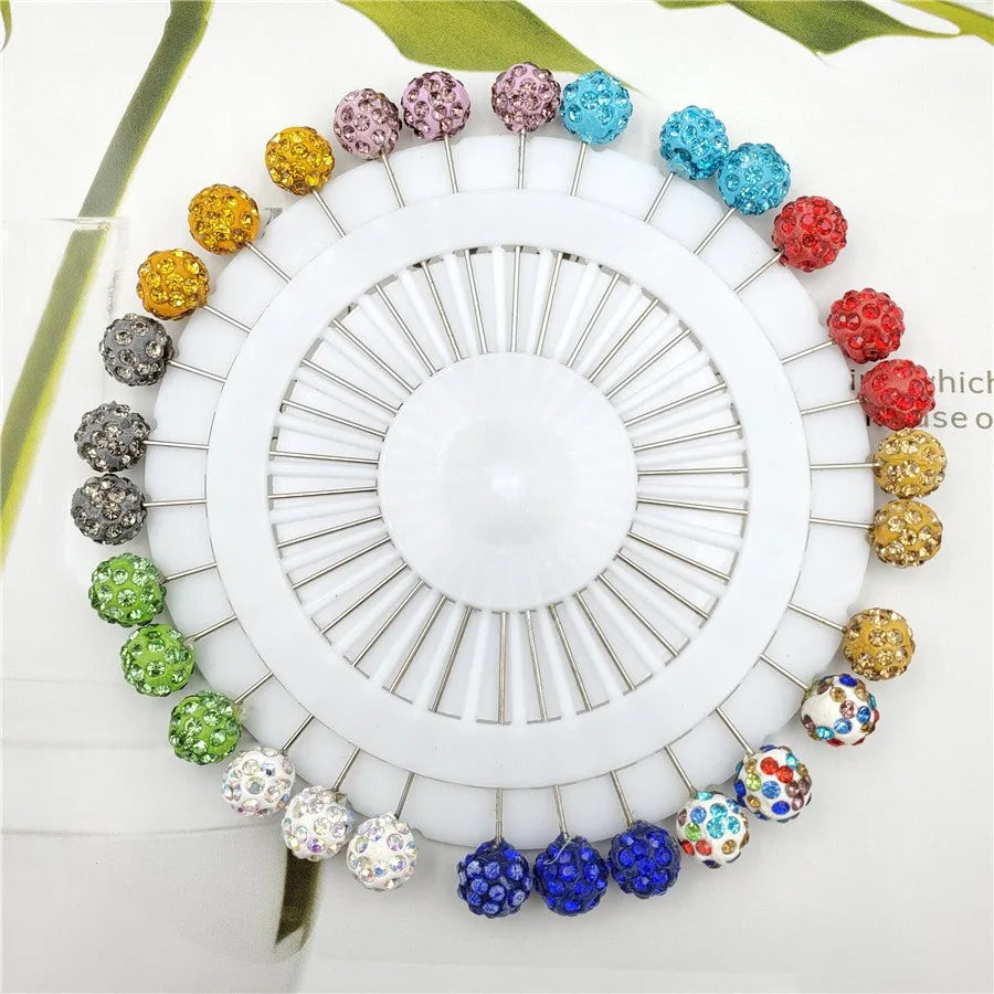 Multicolor Crystal Rhistones Flower Brooch Muslim Islamic Hijab Scarf Abaya Fixed Pins Fashion Jewelry Women's Accessories