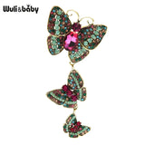 Wuli&baby Big Rhinestone Butterfly Brooches For Women Vintage Palace Style 3 Butterfly Insects Party Casual Brooch Pins Gifts