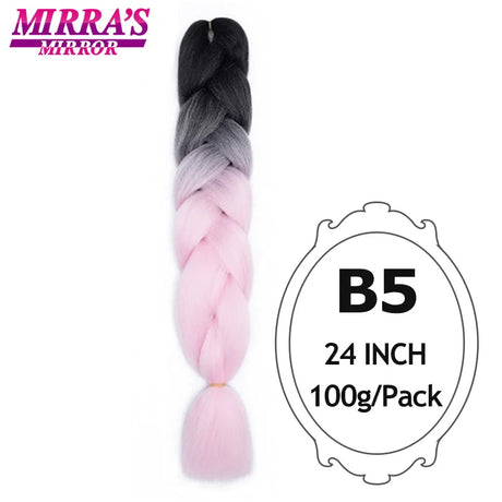 Jumbo Braiding Hair Extensions 24inch Ombre Hair For Braids 5Pcs Box Braid Yaki Texture Synthetic Fiber Fake Hair Mirra’s Mirror