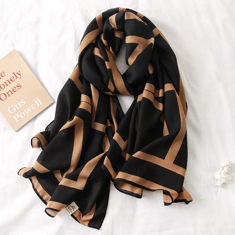 2023 New Plaid Cotton Pashmina Shawl Lady Wrap Warm Winter Scarves Autumn Design Print Female Foulard Beach Stoles Luxury Scarf